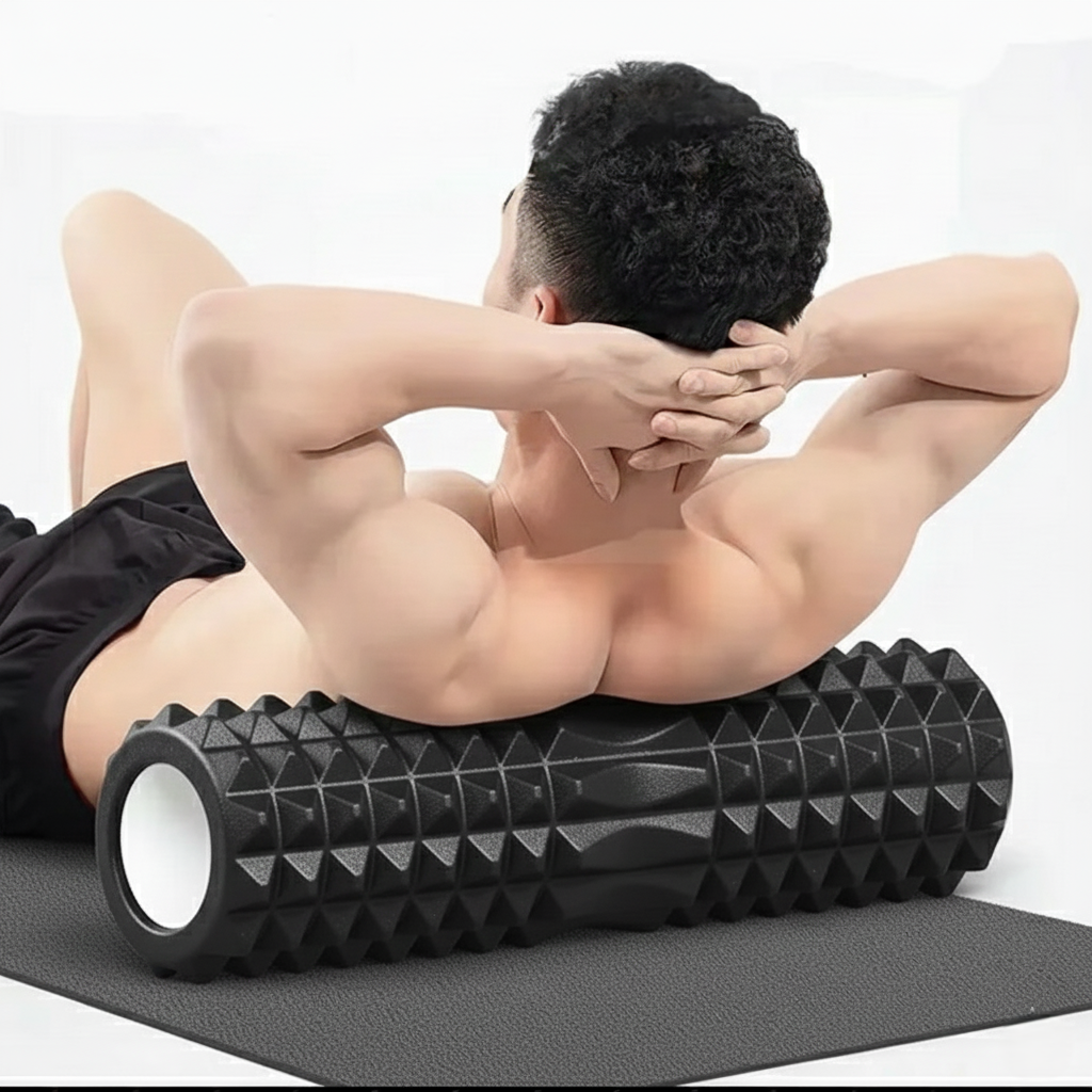 FlexRoll Hollow Column Foam Roller (30/45cm), Deep Muscle Massage Roller for Gym, Yoga & Rehabilitation