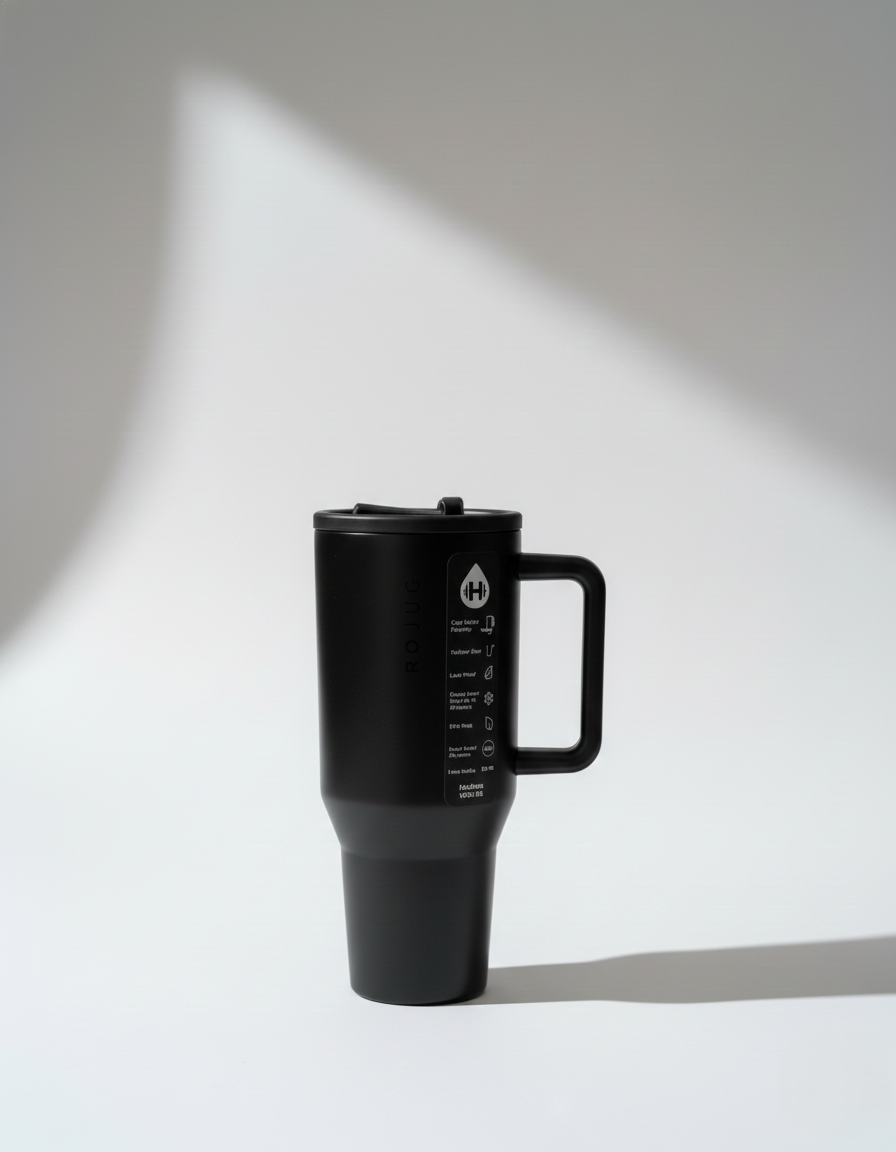 HydroJug 32oz/40oz Stainless Steel Traveler Tumbler, Double Wall Vacuum Insulated Thermal Car Mug, Straw Lid for Iced Coffee & Travel