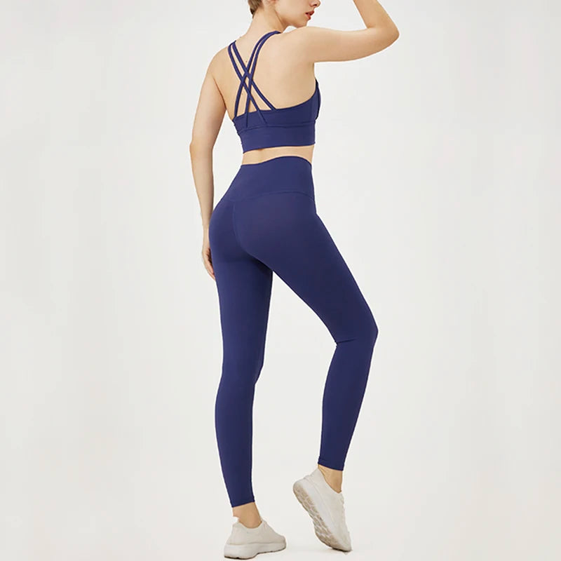 Calderwyn Activewear Women’s 2-Piece Yoga Set – Sports Bra Top + High-Waist Leggings, Gym Running Workout Sportswear