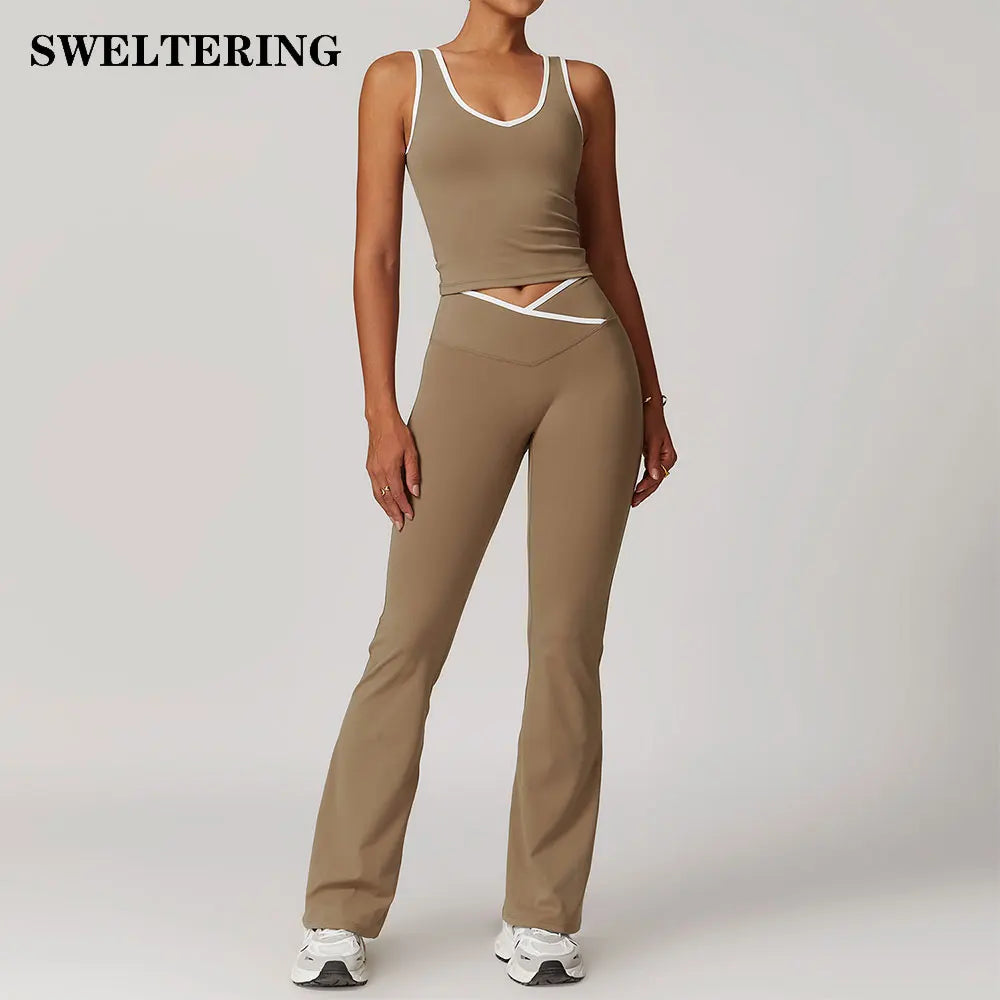 Rivano Seamless Yoga Set – Push‑Up Sports Bra and Sculpt High‑Waist Leggings, Training Tracksuit