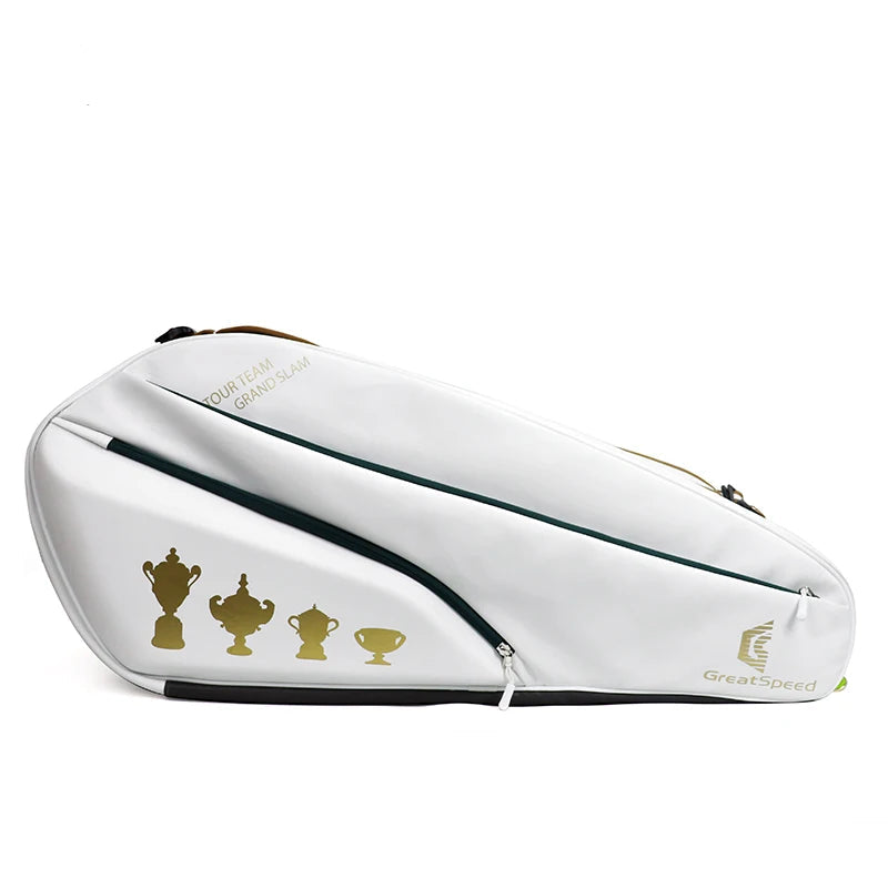 Great Speed 2025 RH6 Tennis Racquet Bag, White, 6R Unisex Backpack/Shoulder Carry for Tennis, Squash & Badminton
