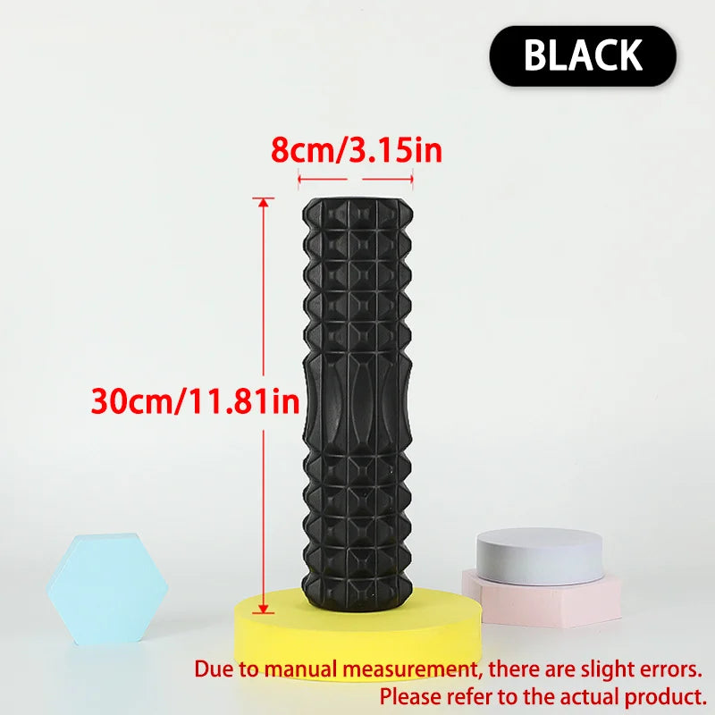 FlexRoll Hollow Column Foam Roller (30/45cm), Deep Muscle Massage Roller for Gym, Yoga & Rehabilitation