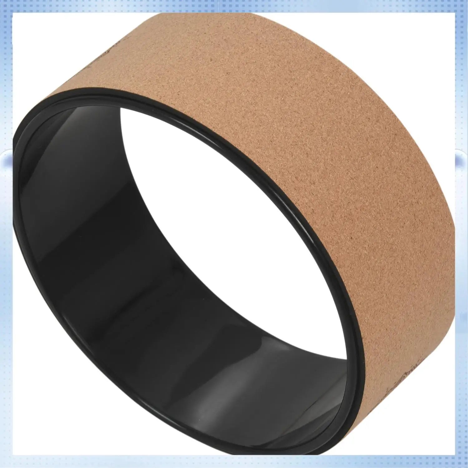 Y98A Wood Yoga Wheel with Cork Grip, Pilates & Back Stretching Circle for Backbend Training, Gym & Fitness (32 x 13 cm)