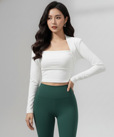 Minimalist Long Sleeve Active Top with Removable Chest Pads, Contour Fit Small Waistband, Breathable Training Shirt for Yoga & Dance