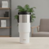 TYESO 900 ml Double‑Wall Stainless Steel Thermo Bottle, Vacuum Insulated Coffee/Water Cup, Hot & Cold Travel Mug, Cupholder‑Friendly