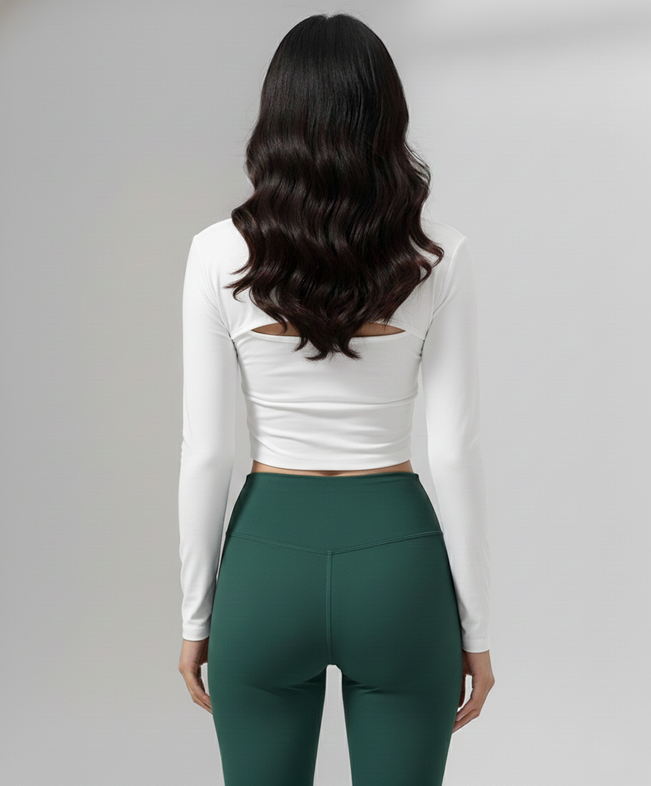 Minimalist Long Sleeve Active Top with Removable Chest Pads, Contour Fit Small Waistband, Breathable Training Shirt for Yoga & Dance