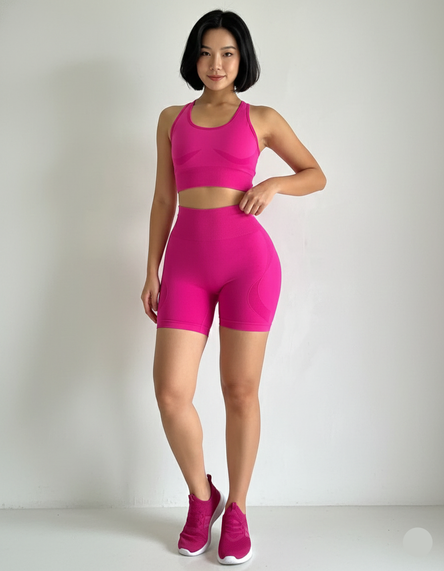 Haven Women’s Seamless Yoga Set, Sports Bra + High‑Waist Sports Shorts, Sleeveless Gym Fitness Workout Suit, Stretch Activewear Sportswear