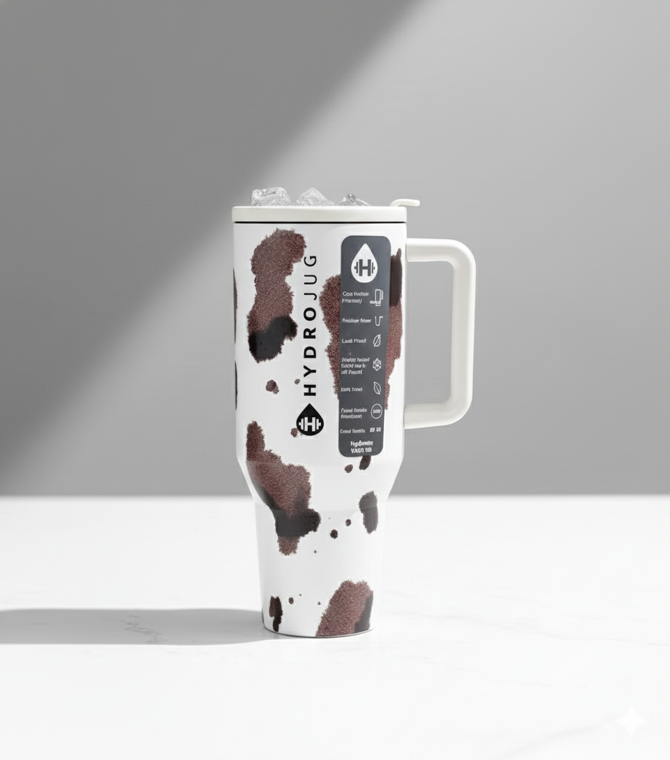 HydroJug 32oz/40oz Stainless Steel Traveler Tumbler, Double Wall Vacuum Insulated Thermal Car Mug, Straw Lid for Iced Coffee & Travel