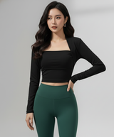 Minimalist Long Sleeve Active Top with Removable Chest Pads, Contour Fit Small Waistband, Breathable Training Shirt for Yoga & Dance