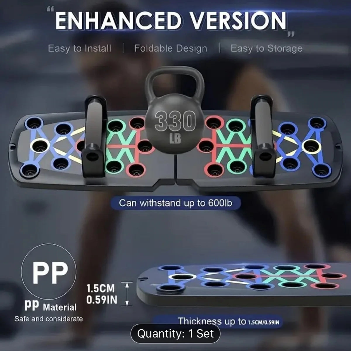 PUSH PRO Multi‑Functional Push‑Up Board System, Color‑Coded Home Workout Pushup Stands, Floor Chest & Arm Strength Trainer