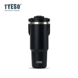 Tyeso Large-Capacity Thermos Handle Vacuum Cup Dual-Drink Coffee Mug Stainless Steel Ice Cup Car Bottle Hot Cold Retention