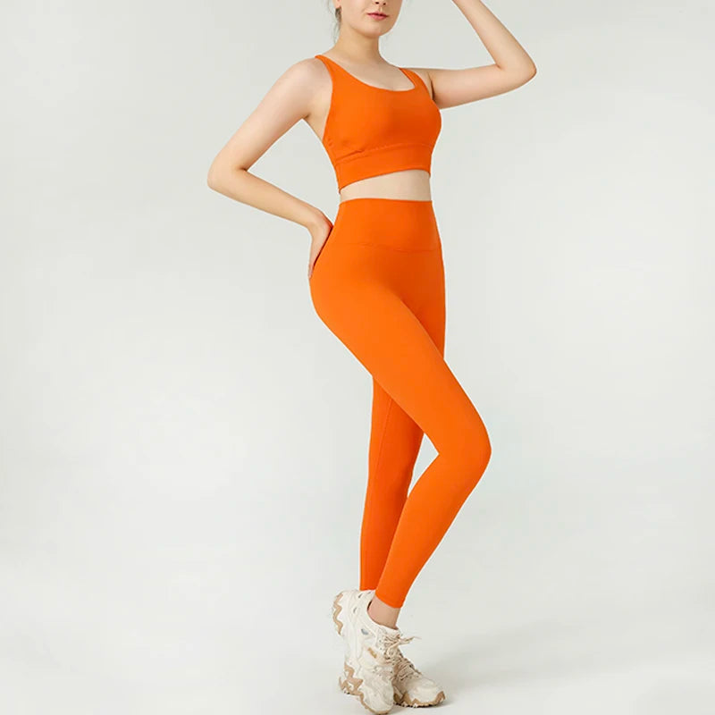 Calderwyn Activewear Women’s 2-Piece Yoga Set – Sports Bra Top + High-Waist Leggings, Gym Running Workout Sportswear