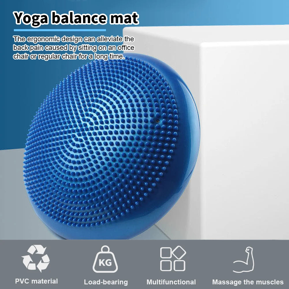 Zenvu Inflatable Yoga Balance Cushion, PVC Anti‑Slip Wobble Disc, Massage Stability Pad for Core Training, Physical Therapy