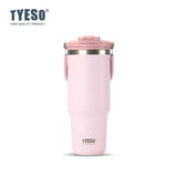 Tyeso Large-Capacity Thermos Handle Vacuum Cup Dual-Drink Coffee Mug Stainless Steel Ice Cup Car Bottle Hot Cold Retention