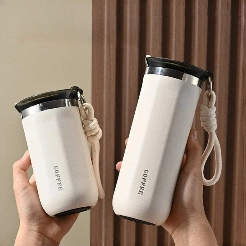 NORLEX Coffee Tumbler 350ml Stainless Steel Thermal Mug Leakproof Travel Cup with Handle | Vacuum Insulated | Thermo Bottle | Black