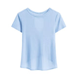 BRYN Women’s Summer Workout T‑Shirt, Short Sleeve Quick‑Dry Gym & Running Top, Back Cross Hollow Yoga Wear