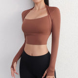 Cloud Hide's Women Long Sleeve Yoga Crop Top, Soft Stretch Fitness T‑Shirt, Breathable Gym Blouse for Workout Training, Fall/Winter Sportswear
