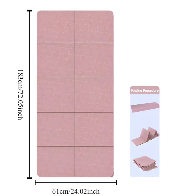 Belunvia Foldable TPE Travel Yoga Mat, Double-Sided Non-Slip Exercise Mat for Pilates, Stretching & Floor Workouts