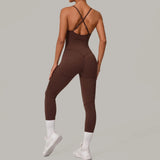 Brackenford Athletics Women’s Sleeveless Yoga Jumpsuit Bodysuit, Stretch Gym Fitness One-Piece Romper Sportswear