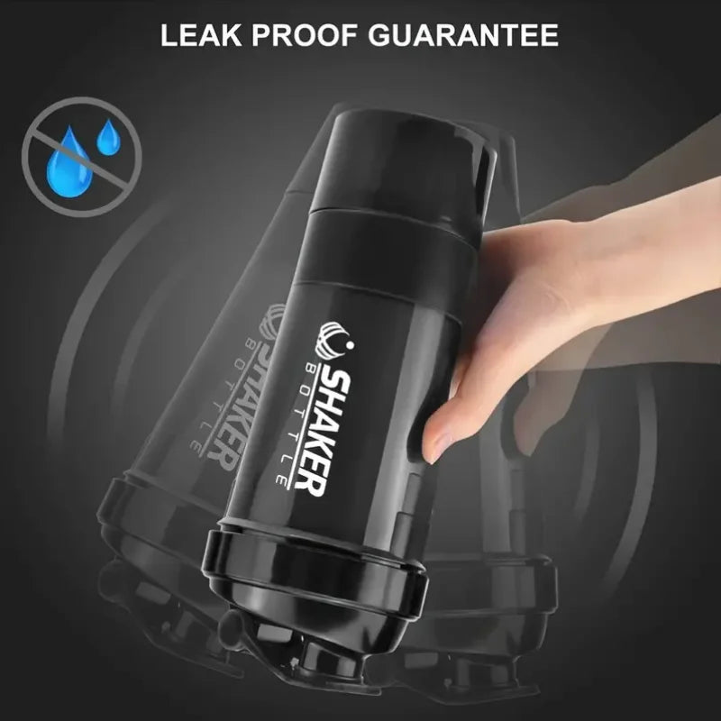 Kivora All‑in‑One Shaker Bottle, 2‑Tier Storage Compartments for Protein Powder & Pills, Leak‑Proof Gym Fitness Sports Water Bottle