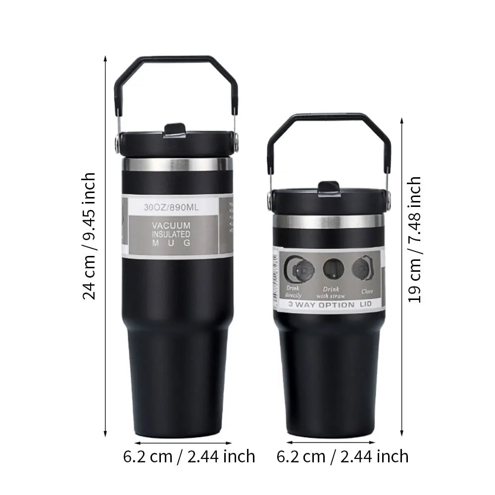 NEXASIL 30oz Tumbler with Straw Sipper Water Bottle for Adults Vacuum Insulated Mug Travel Tumbler | 890ml