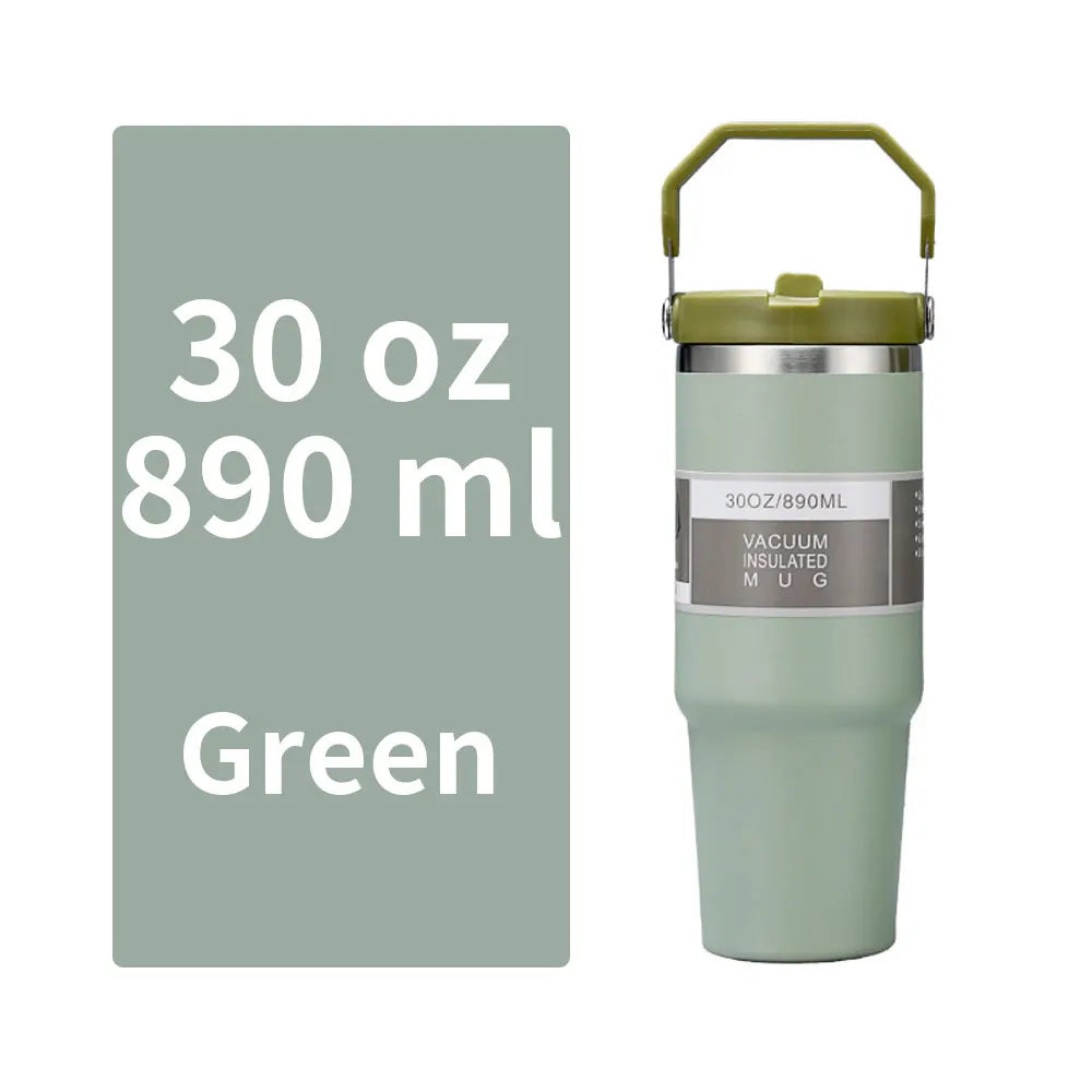 NEXASIL 30oz Tumbler with Straw Sipper Water Bottle for Adults Vacuum Insulated Mug Travel Tumbler | 890ml