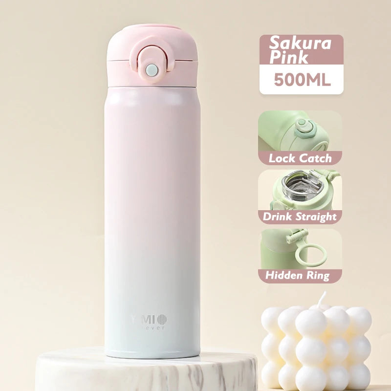 Yimi Portable 500ml 316 Stainless Steel Thermos | Vacuum Insulated Travel Tumbler Water Bottle & Coffee Cup