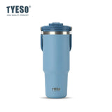 Tyeso Large-Capacity Thermos Handle Vacuum Cup Dual-Drink Coffee Mug Stainless Steel Ice Cup Car Bottle Hot Cold Retention