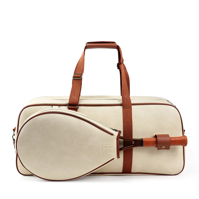 Great Speed Retro Multi-Function Tennis Bag, Unisex Badminton Racquet Bag with Shoe Compartment