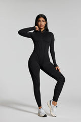 Ziva Women’s Yoga Workout Set, Long Sleeve Zipper Sports Top + Sculpting Leggings, Slim Fit Training Outfit for Gym, Fitness & Outdoor