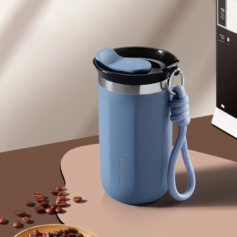 NORLEX Coffee Tumbler 350ml Stainless Steel Thermal Mug Leakproof Travel Cup with Handle | Vacuum Insulated | Thermo Bottle | Black