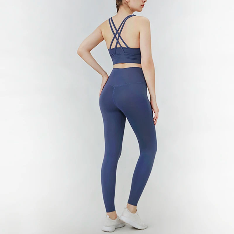 Calderwyn Activewear Women’s 2-Piece Yoga Set – Sports Bra Top + High-Waist Leggings, Gym Running Workout Sportswear